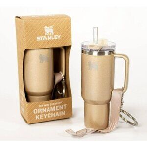 Stanley Tumbler 4 inch Keychain Ornament Charm Gold